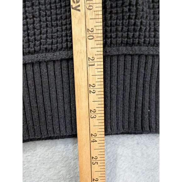 Banana Republic Black Waffle Knit Hoodie Sweater M Cotton Nylon & Rabbit Hair - Picture 4 of 8